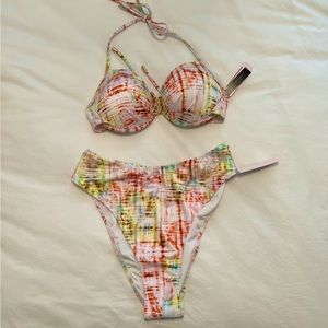 NWT Victoria’s Secret Swim padded push up high waist bikini set brand new